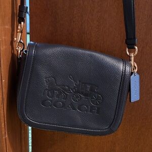 Coach Navy  Leather Crossbody with Gold Accents